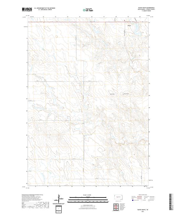 Hayes South, SD — USGS 7.5-minute topo (2021)