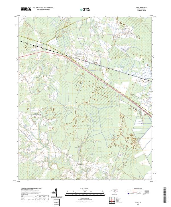 Dover, NC — USGS 7.5-minute topo (2022)