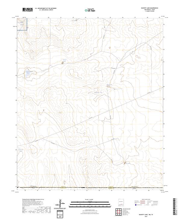 Bassett Lake, NM-TX — USGS 7.5-minute topo (2023)