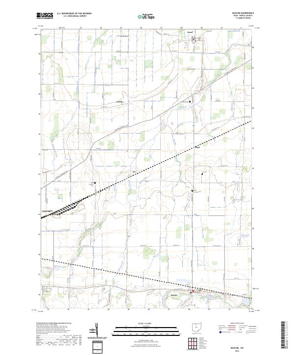 Bascom, OH — USGS 7.5-minute topo (2023)