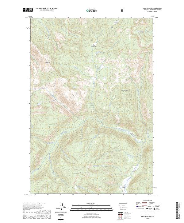 Shaw Mountain, MT — USGS 7.5-minute topo (2024)