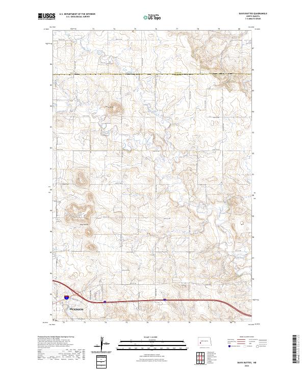 Davis Buttes, ND — USGS 7.5-minute topo (2024)