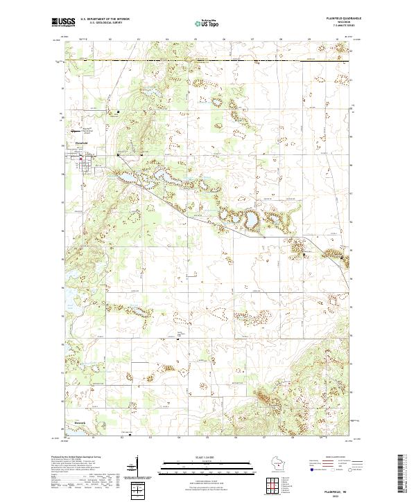 Plainfield, WI — USGS 7.5-minute topo (2022)