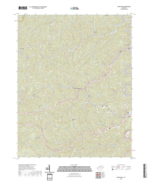 Hyden West, KY — USGS 7.5-minute topo (2022)