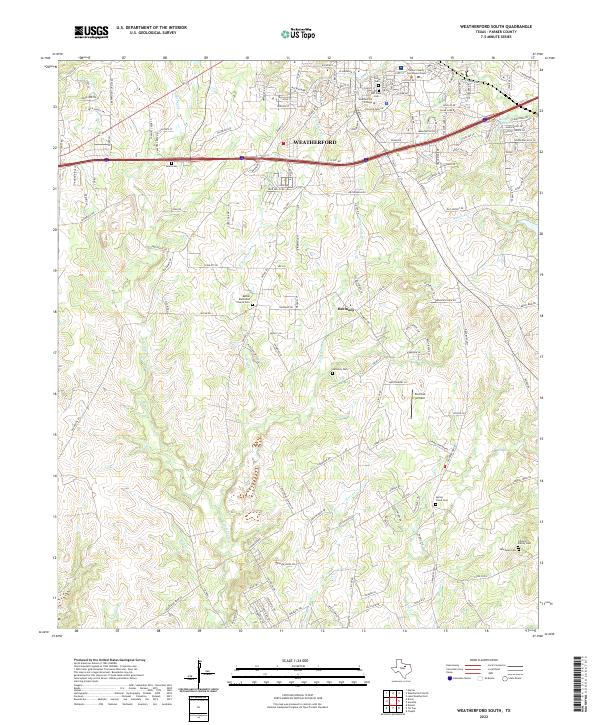 Weatherford South, TX — USGS 7.5-minute topo (2022)
