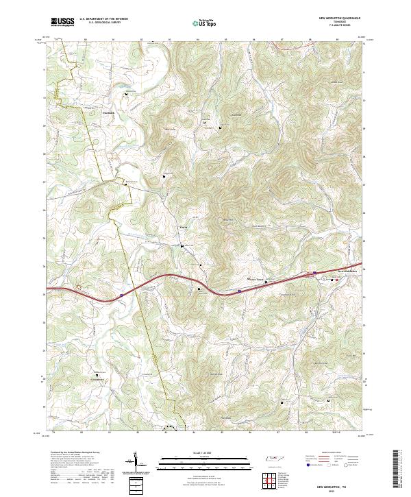 New Middleton, TN — USGS 7.5-minute topo (2022)