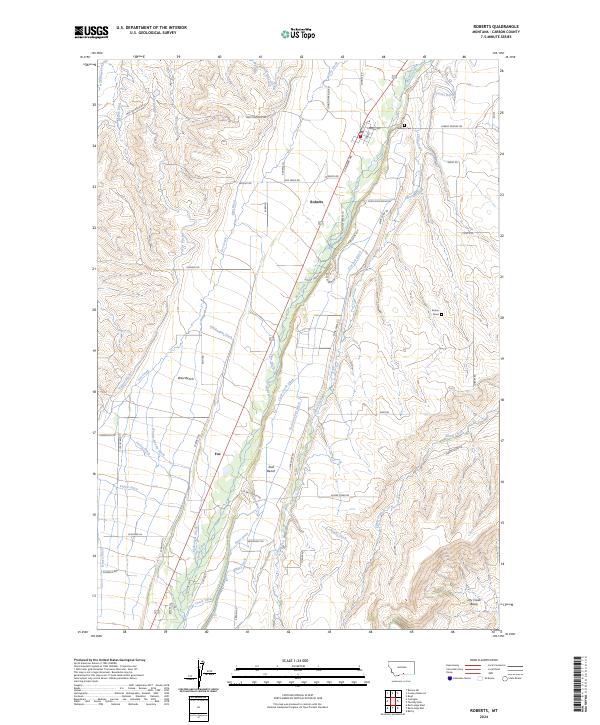 Roberts, MT — USGS 7.5-minute topo (2024)