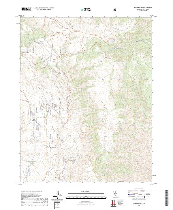 Mazourka Peak, CA — USGS 7.5-minute topo (2023)