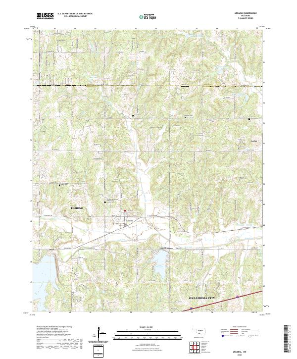 Arcadia, OK — USGS 7.5-minute topo (2022)