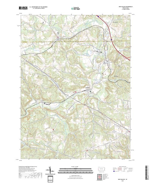 New Galilee, PA — USGS 7.5-minute topo (2023)