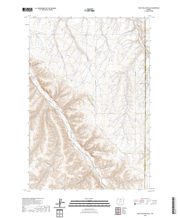 Wolf Hollow Falls, OR — USGS 7.5-minute topo (2023)