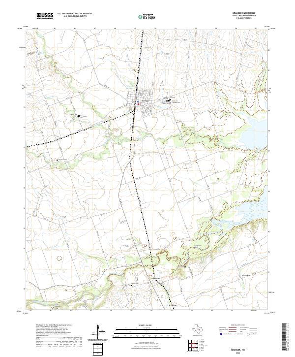 Granger, TX — USGS 7.5-minute topo (2022)