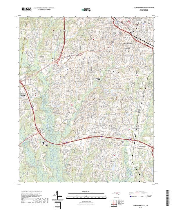 Southwest Durham, NC — USGS 7.5-minute topo (2022)