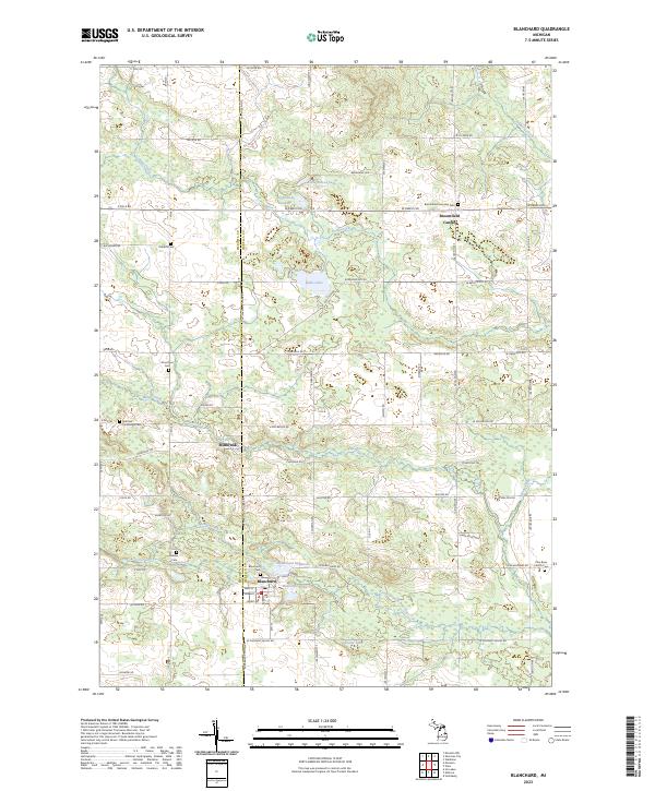 Blanchard, MI — USGS 7.5-minute topo (2023)