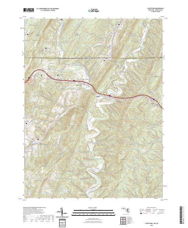 Flintstone, MD-PA — USGS 7.5-minute topo (2023)