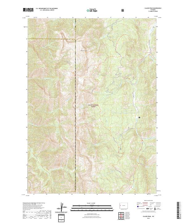 Clause Peak, WY — USGS 7.5-minute topo (2021)