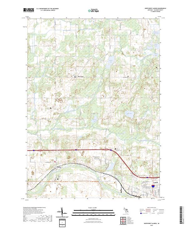 Northwest Albion, MI — USGS 7.5-minute topo (2023)