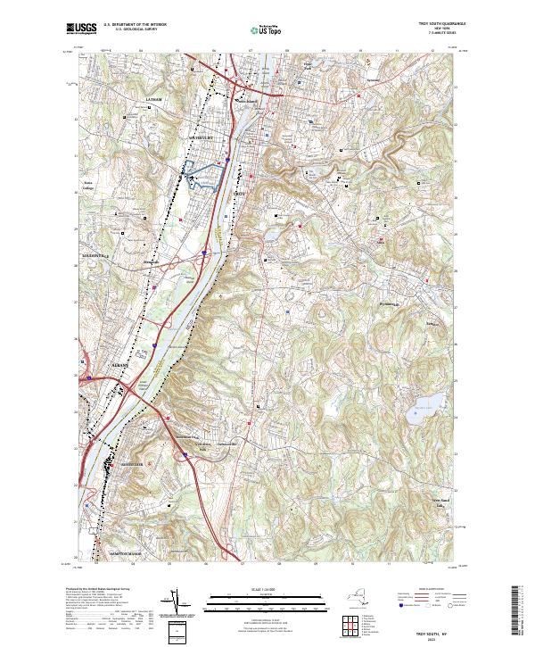 Troy South, NY — USGS 7.5-minute topo (2023)