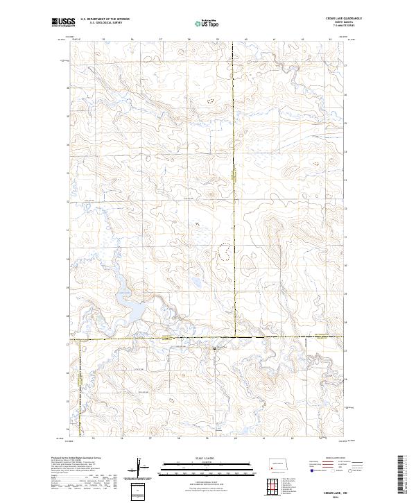 Cedar Lake, ND — USGS 7.5-minute topo (2024)
