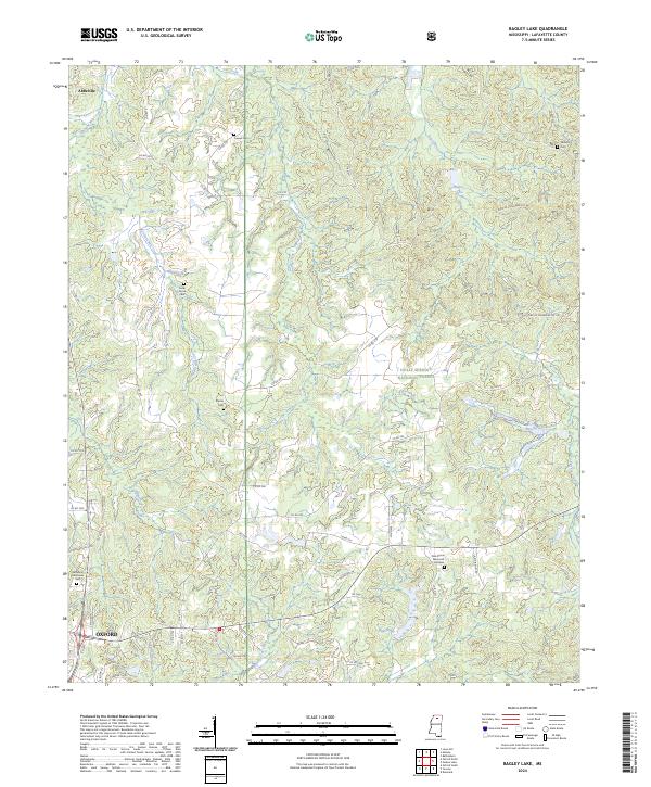 Bagley Lake, MS — USGS 7.5-minute topo (2024)