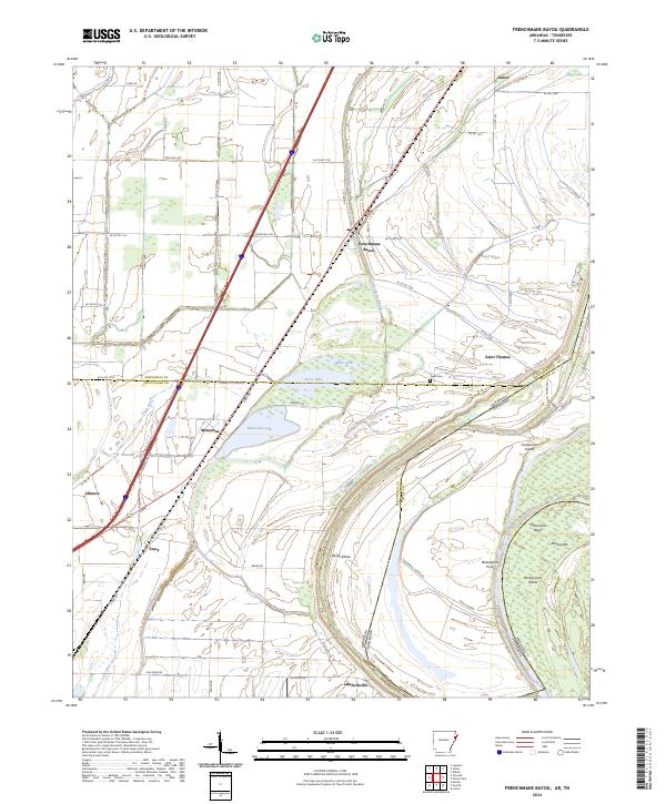 Frenchmans Bayou, AR-TN — USGS 7.5-minute topo (2024)