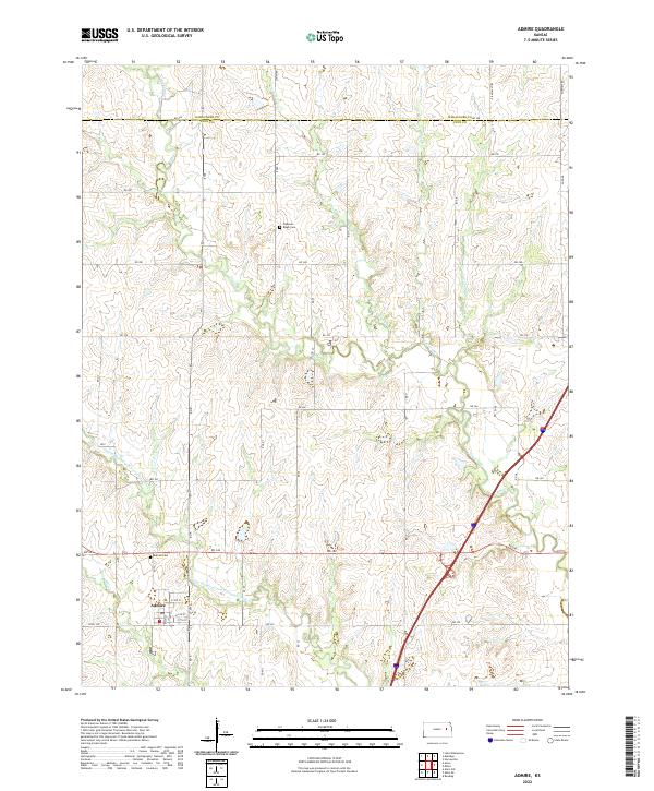 Admire, KS — USGS 7.5-minute topo (2022)