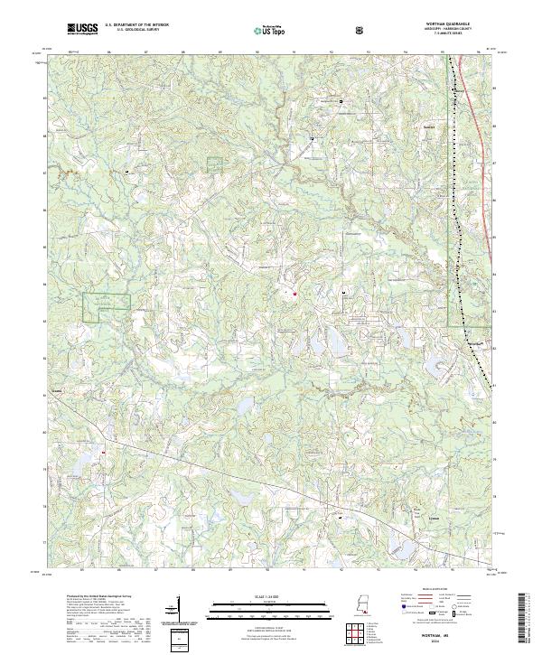 Wortham, MS — USGS 7.5-minute topo (2024)