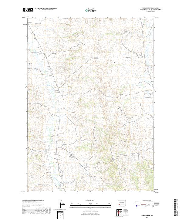 Evergreen SW, SD — USGS 7.5-minute topo (2021)