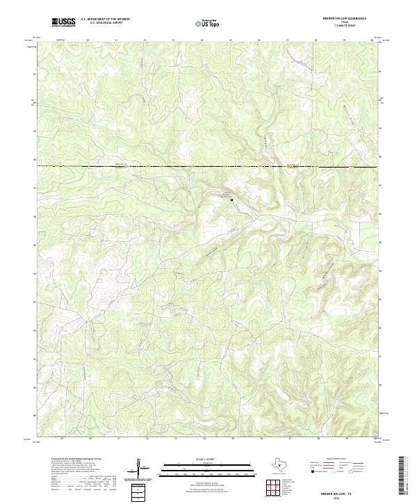 Brewer Hollow, TX — USGS 7.5-minute topo (2022)