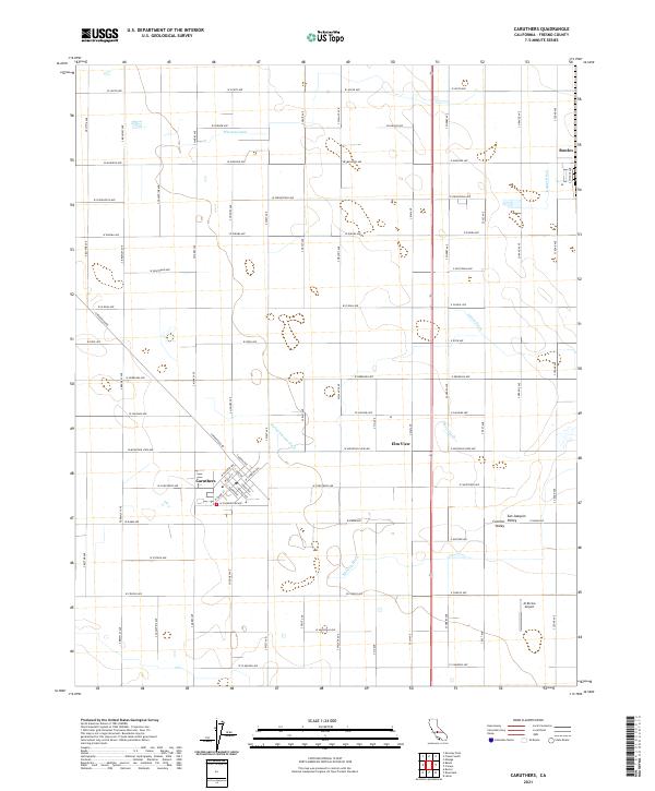 Caruthers, CA — USGS 7.5-minute topo (2021)