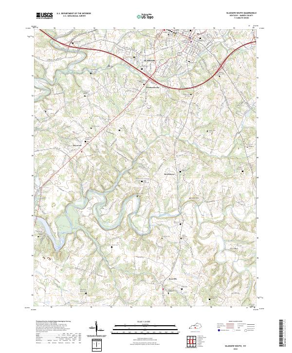 Glasgow South, KY — USGS 7.5-minute topo (2022)