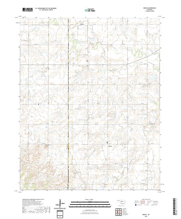 Omega, OK — USGS 7.5-minute topo (2022)
