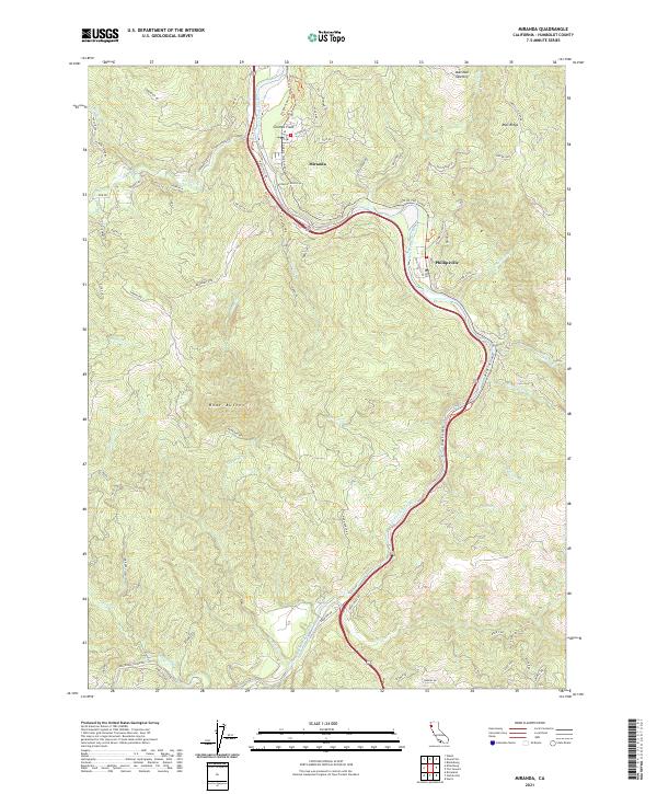 Miranda, CA — USGS 7.5-minute topo (2021)