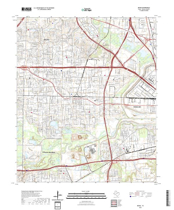 Irving, TX — USGS 7.5-minute topo (2022)