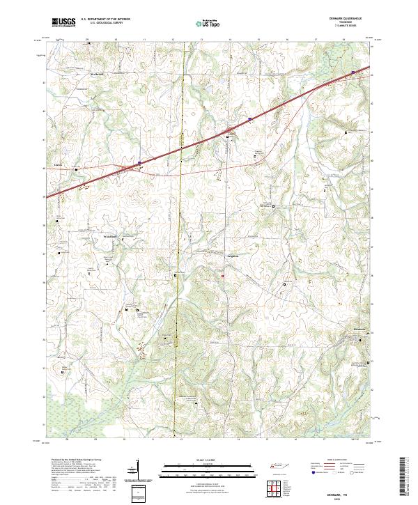 Denmark, TN — USGS 7.5-minute topo (2022)