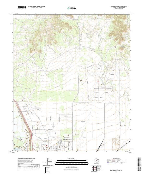San Angelo North, TX — USGS 7.5-minute topo (2022)