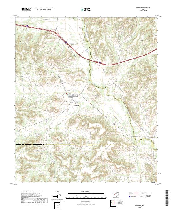 Sheffield, TX — USGS 7.5-minute topo (2023)