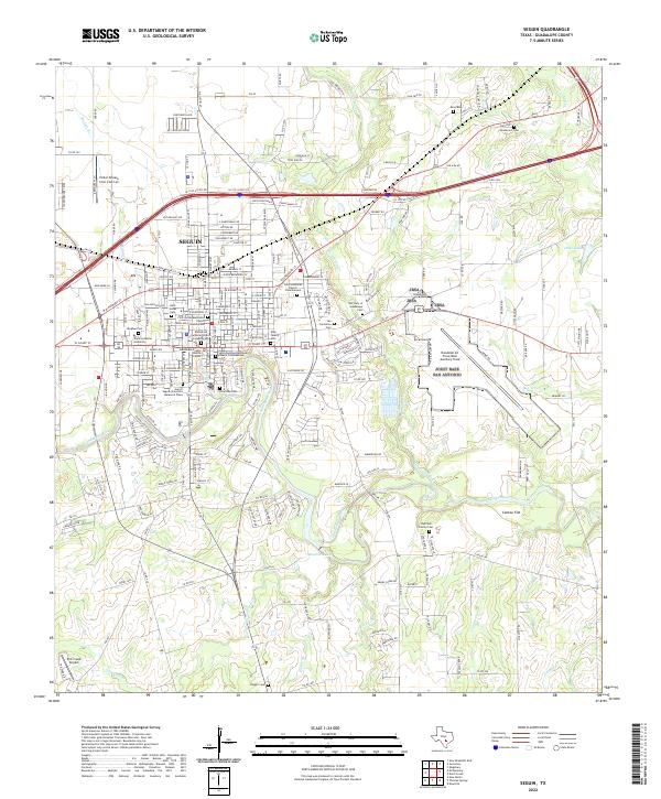 Seguin, TX — USGS 7.5-minute topo (2022)