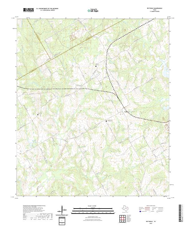 Petteway, TX — USGS 7.5-minute topo (2022)