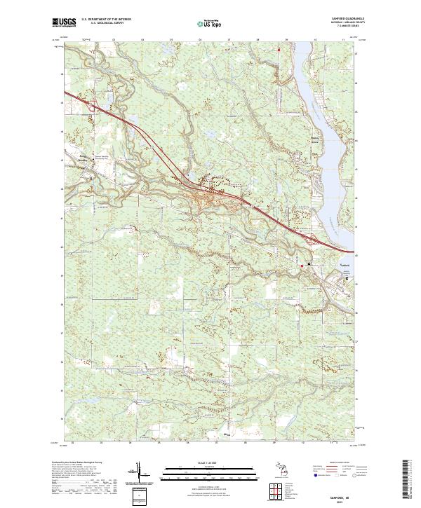 Sanford, MI — USGS 7.5-minute topo (2023)