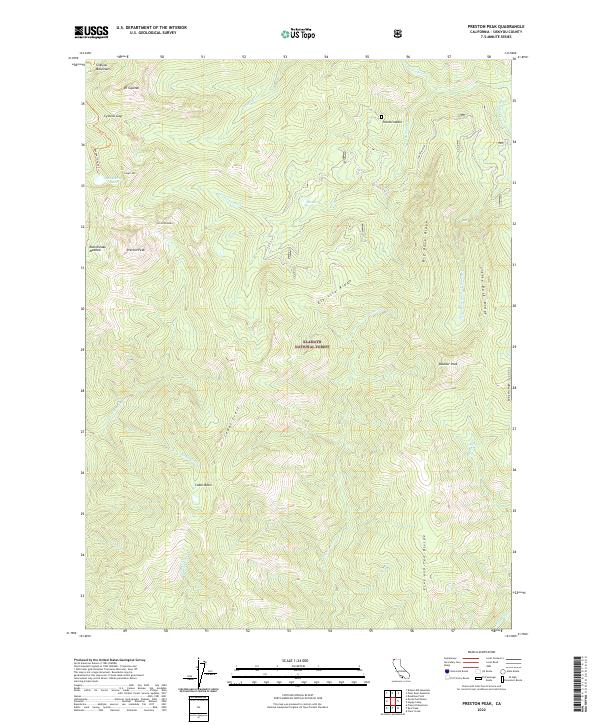 Preston Peak, CA — USGS 7.5-minute topo (2022)