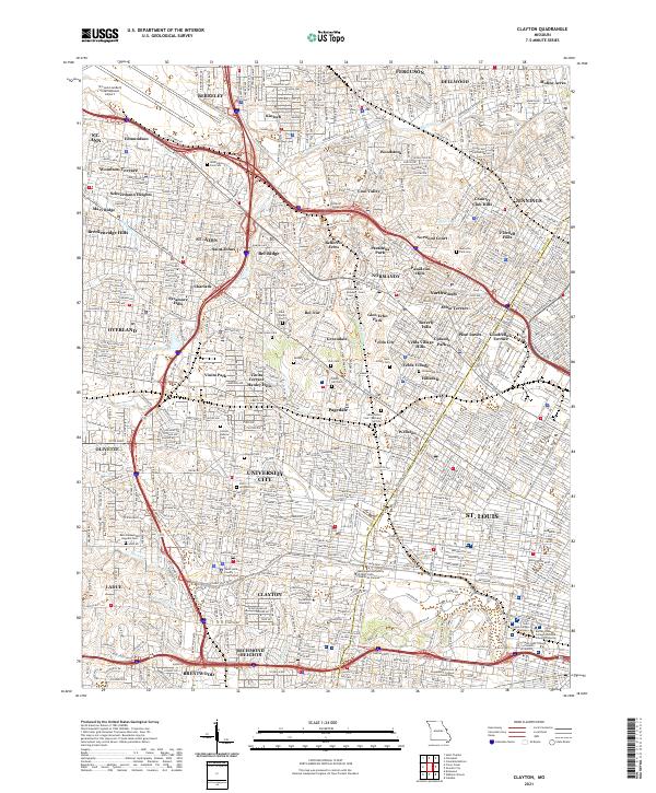 Clayton, MO — USGS 7.5-minute topo (2021)