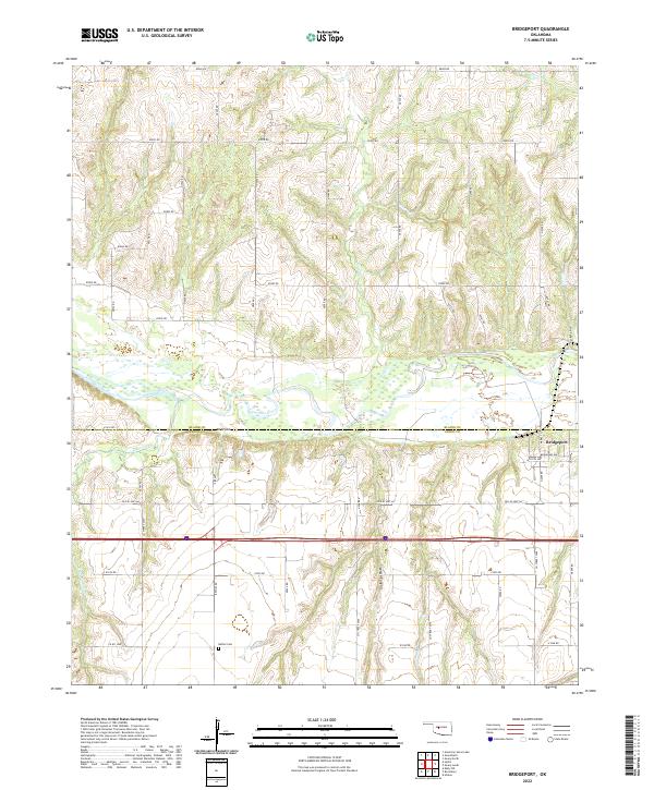 Bridgeport, OK — USGS 7.5-minute topo (2022)