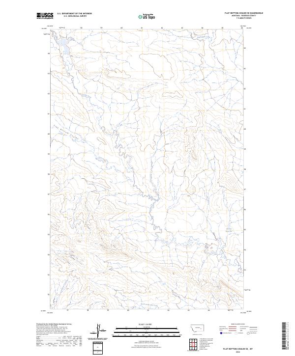 Flat Bottom Coulee SE, MT — USGS 7.5-minute topo (2024)