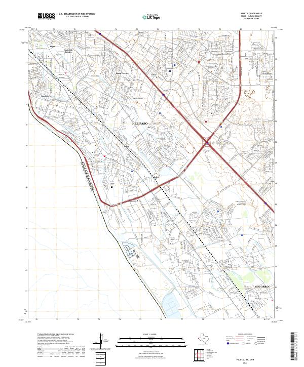 Ysleta, TX,CHH, US — USGS 7.5-minute topo (2022)