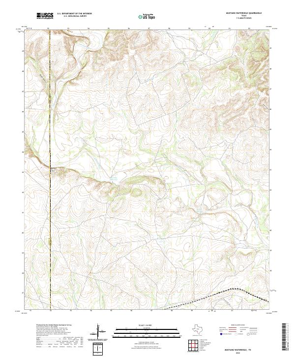 Mustang Waterhole, TX — USGS 7.5-minute topo (2022)