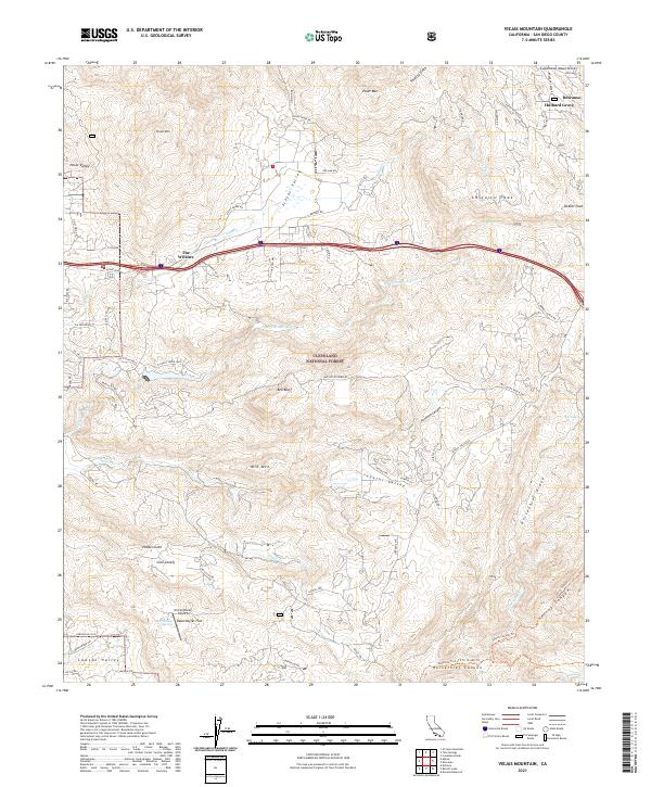 Viejas Mountain, CA — USGS 7.5-minute topo (2021)