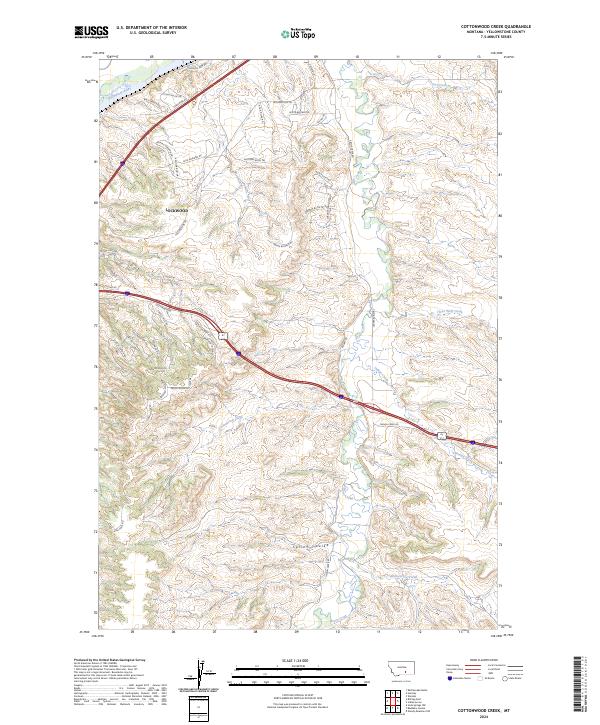 Cottonwood Creek, MT — USGS 7.5-minute topo (2024)