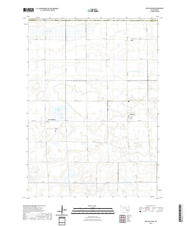 New Holland, SD — USGS 7.5-minute topo (2021)