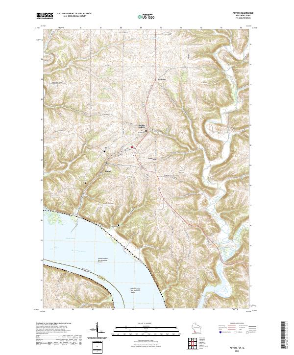 Potosi, WI-IA — USGS 7.5-minute topo (2022)